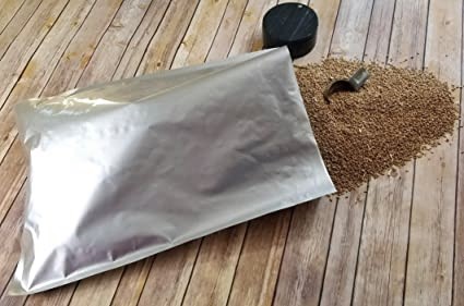high barrier bag containing ground coffee